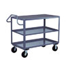 3 Shelf Ergonomic Handle Reinforced Steel Cart, 24' Wide, 2,400 lb. Capacity