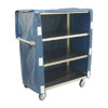 Medium Duty 4 Shelf Stainless Steel Linen Cart w/ Nylon Cover, Steel Rigs, & 5" Thermorubber Casters
