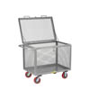 Expanded Metal Box Truck w/ 6" Non-Marking Polyurethane Casters & Hinged Lid