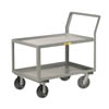 Sloped Handle Heavy-Duty Utility Cart ,2 Shelves with 1-1/2" Lip, 8" Phenolic Casters, 3,600 lbs. Capacity