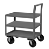 Low Deck Service Cart w/ 8' Phenolic Casters & 3 Shelves
