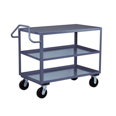 3 Shelf Ergonomic Handle Reinforced Steel Cart, 24" Wide, 2,400 lb. Capacity