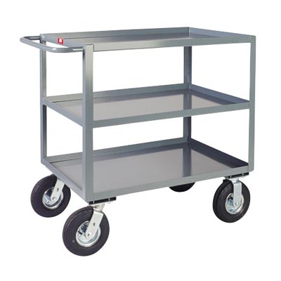 3 Shelf Steel Vibration Reduction Cart w/ Standard Handle, 24" Wide