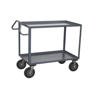 2 Shelf Ergonomic Handle Steel Vibration Reduction Cart, 30" Wide