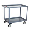 2 Shelf Steel Service Cart w/ Standard Handle, 24" Wide, 1,200 lb. Capacity