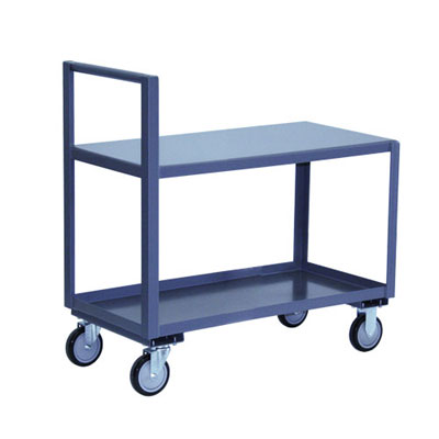 2 Shelf Low Profile Cart w/ Straight Handle, 36" Wide
