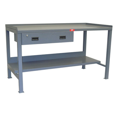 Heavy Duty Fixed Workbench with Lips Up & 1 Drawer, 30" Deep
