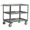 Stainless Steel 3 Shelf Cart w/ Standard Handle & Steel Rigs, 18' Wide
