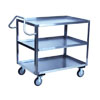 Stainless Steel 3 Shelf Cart w/ Ergonomic Handle & Steel Rigs, 18" Wide