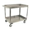 Stainless Steel 2 Shelf Cart w/ 3' Lips, 5' Urethane Casters, and Steel Rigs, 18' Wide