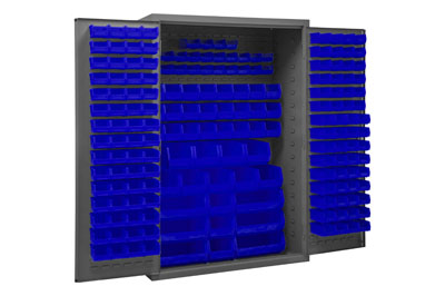 Bin Storage Cabinet - 48 x 24 x 78, 126 Clear Bins