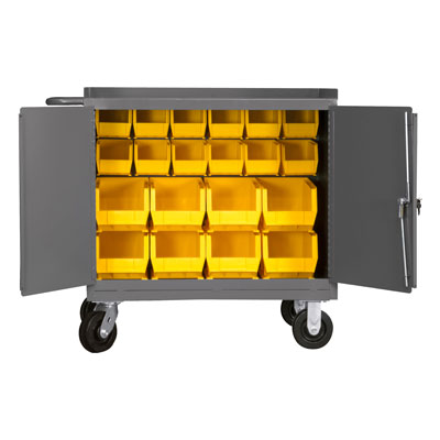 36" Wide Mobile Bench Cabinet - Empty, 1 Shelf or Bins 