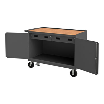 3414 Series, 48" Wide Mobile Bench Cabinet, Floor Lock, 2 Drawers 