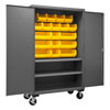 Mobile Cabinet with 18 Bins / 2 Shelves, 14 Gauge - 48' Wide