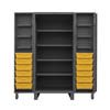 Extra Heavy Duty 12-Gauge 4' Deep Box Door Style Tilt-Bin Cabinet with Shelves and 12 Hook-On-Bins