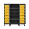 Extra Heavy Duty 12-Gauge 4' Deep Box Door Style Tilt-Bin Cabinet with Shelves and 24 Hook-On-Bins