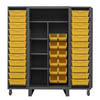 Extra Heavy Duty 12-Gauge 4' Deep Box Door Style Tilt-Bin Cabinet with 4 Shelves and 36 Hook-On-Bins