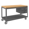 Mobile High Deck Portable Tables|Drawers, Maple Top