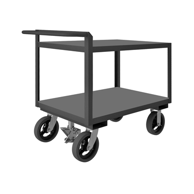 Rolling Service Carts, 8" Mold-On Rubber Cstrs, Floor Lock