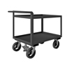 2 Shelf Stock Cart|Raised Handle, 8" Mold-On Rubber Cstrs|Floor Lock