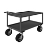 2 Shelf Stock Cart|Raised Handle, 10" Semi-Pneumatic Cstrs 