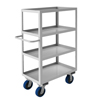 Lips Up Stainless Steel Stock Carts, 18'W w/ 3 Shelves & 6' Polyurethane Casters