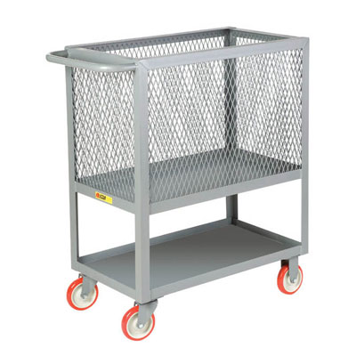 Raised Platform Box Truck with Lower Shelf & 4 Expanded Metal Sides, (1,200 lbs. Capacity)