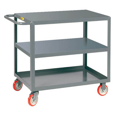 Welded Service Cart- 3 Shelves w/ Flush Edges on Top & Middle Shelves