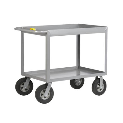 3" Cushion Load Deep Shelf Truck, 10" Solid Rubber Puncture-Proof Casters (1,200 lbs. capacity)