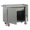 48' Wide Mobile Bench Cabinet w/ Heavy-Duty Drawer & Locking Doors