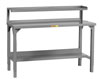 Adjustable Height Welded Steel Workbench with Riser Shelf  & Lower Shelf