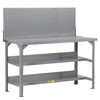 Welded Workbench w/ Double Lower Shelf Storage & Pegboard Panel