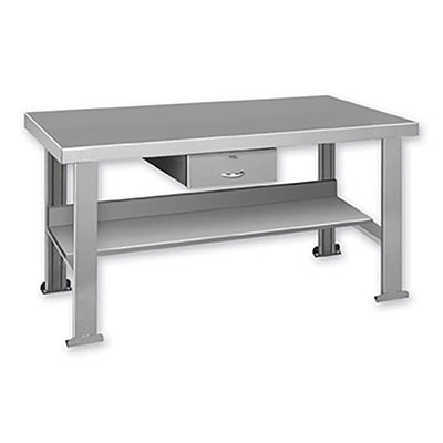 FSD Series Welded Steel Benches Basic + Shelf & Drawer 96"  Wide