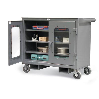 Mobile Clear View Cart With Fork Lift Pockets