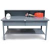 Industrial Shop Table With 2 Drawers And Riser Shelf