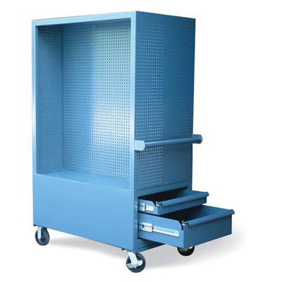 Mobile Tool Cart With Pegboard Interior And 4 Drawers