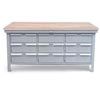 Industrial Shop Table with Maple Top and 9 Padlock Lockable Drawers