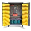 Tool Storage Bin Cabinet w/ 2 Shelves & Pegboard, 48'W x 24'D x 78'H